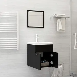 Berkfield 2 Piece Bathroom Furniture Set Black Engineered Wood