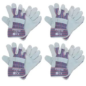 Large Rigger Work Wear Gloves Gardening Construction hand Protection 4 x Pairs