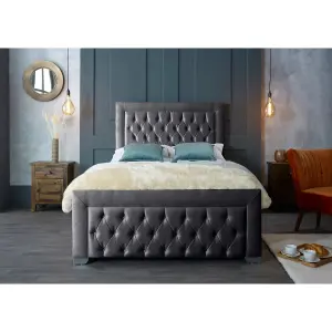 Gelson Plush Velvet Steel Bed Frame