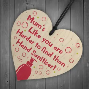 Red Ocean Funny Mum Gift Hand Sanitiser Mothers Day Gift Keepsake Birthday Gift For Mum Handmade Wooden Heart Sign