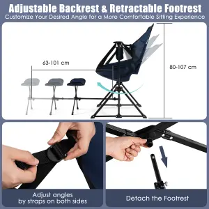 Costway Hammock Camping Chair Folding Camping Swinging Chair w/ Retractable Footrest