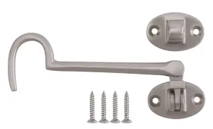 Satin Nickel-plated Galvanised Brass Cabin hook, (L)130mm