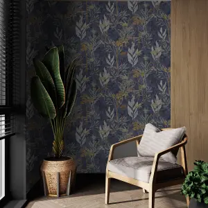 Superfresco Easy Patterned Navy & Copper Solstice Embossed Wallpaper