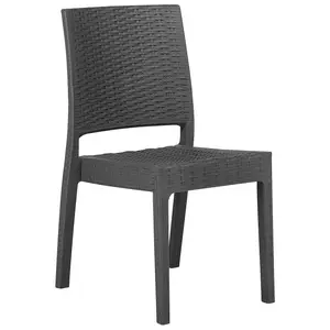 Set of 4 Garden Chairs FOSSANO Synthetic Material Graphite Grey