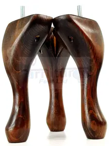 QUEEN ANNE WOODEN LEGS DARK WALNUT WASH 250mm HIGH SET OF 4 REPLACEMENT FURNITURE FEET  M8