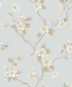 Galerie Palazzo Blue Dogwood Floral Embossed Wallpaper