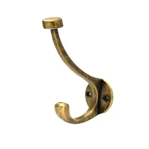 Brass effect Zinc alloy Circular Double Round top Hook (H)35.5mm (W)78mm