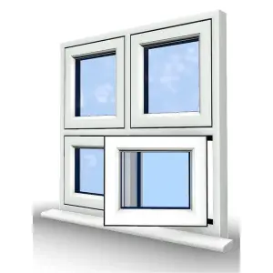 995mm (W) x 1045mm (H) PVCu Flush Casement Window - 1 Bottom Opening (Right)  - White Internal & External