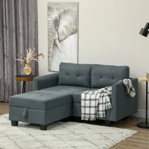 HOMCOM Modular Sectional Sofa with Storage, 2 Seater Sofa Set, Dark Grey