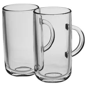 Queensway Home & Dining 270ml 6Pcs Iconic Clear Glass Mugs Coffee Hot Drinks Tea Cup Set with Handle