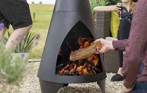 La Hacienda 56087B Colorado Medium Chimenea Chiminea Black Steel Heater Modern