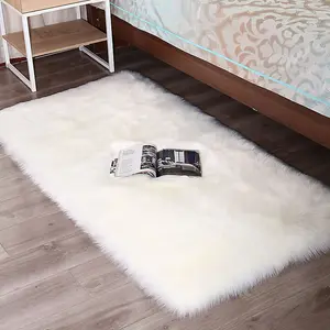 White Rectangle Soft Shaggy Rug Kids Rooms Decor Floor Rugs 120cm (L) x 60cm (W)