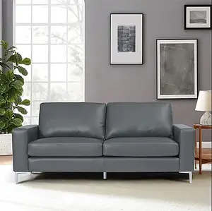 Baltic Faux Leather 3 Seater Sofa In Dark Grey