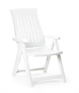 URBN GARDEN 110cm Height Outdoor Foldable Plastic Garden Chair Patio Furniture With Adjustable Back White 2pcs