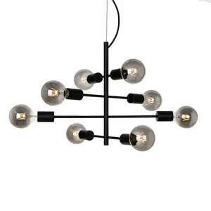 Luminosa Portel Industrial, Retro 8 Light Multi Arm Pendant Ceiling Light, E27