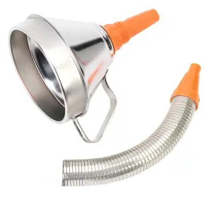 Sealey Funnel Metal With Flexi Spout & Removable Brass Filter 160mm FM16F