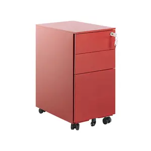 Bridget-Malikia 30cm Wide 3 -Drawer Mobile Solid Wood File Cabinet Red