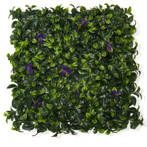 Pack of 12 Best Artificial Laurel Leaf Purple Hedging 50cm x 50cm Mats (3 Square Metres)