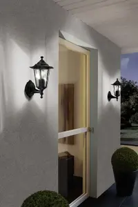 IP44 Outdoor Wall Ceiling Light Black Aluminium Lantern 1 x 60W E27 Bulb Porch Lamp