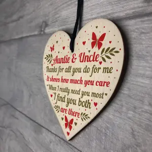 Red Ocean Handmade Gift For Auntie and Uncle Joint Gifts Hanging Wooden Heart Birthday Christmas Gift