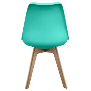 Soho  Aqua Plastic Dining Chair with Squared Light Wood Legs