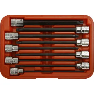 9pc TRX Star Socket Bit Set 3/8" Square Drive - T10 to T50 - 150mm Long Shaft