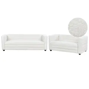 Boucle Living Room Set Off-White HOFN