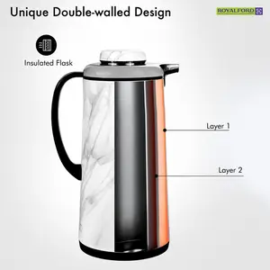 Royalford Marble Vacuum Flask | Double Walled Insulated Tea Carafe 1900ML /64OZ Jug