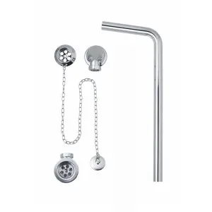 ENKI Traditional Chrome Ball Chain Solid Brass Bath Retainer Waste & Plug with Overflow