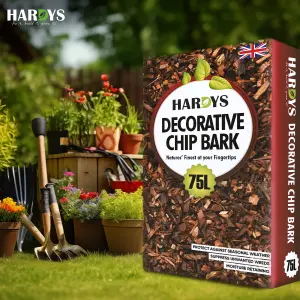 Hardys 75L Organic Wood Bark Mulch - Spruce Chippings, Ideal for Ground Cover, Landscaping, Top Dressing, Root Insulation