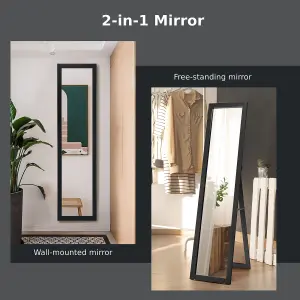 Costway Full-length Wood Frame Mirror Freestanding/Wall Mounted Mirror for Cloakroom