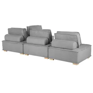 Corner Sofa TIBRO Grey Fabric Right Hand