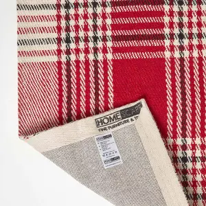 Homescapes Walker Red Tartan Check Non-Slip 100% Wool Rug, 70 x 120 cm