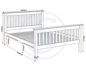 Monaco 4ft6 Double Bed High Foot End in Grey and Oak