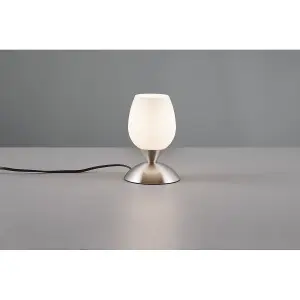 Luminosa Cup Ii Modern Table Lamp Nickel Matt, Glass Shade - UK Stock