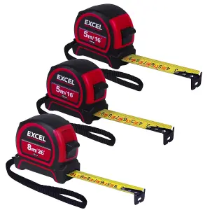 Excel PVC Tape Measure 5m/16ft Pack of 3