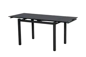 Modernique Black Tempered Glass Extending Dining Table Extends 110 to 170 cm