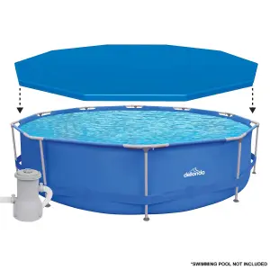 Dellonda 12ft 360cm Diameter Round Swimming Pool Top Cover with Rope Ties for DL20