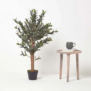 Homescapes Green Olive Tree Artificial Plant with Pot, 90 cm