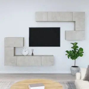 Berkfield Wall-mounted TV Cabinet Concrete Grey Engineered Wood