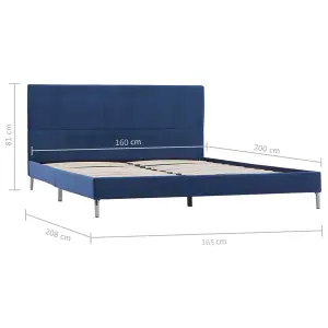 Berkfield Bed Frame Blue Fabric 150x200 cm 5FT King Size