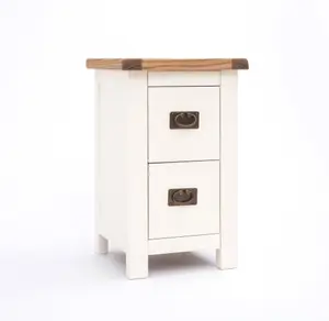 Lovere 2 Drawer Petite Bedside Table Brass Drop Handle