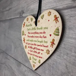 Handmade Auntie Gift Wooden Heart Thank You Plaque Gift From Niece Nephew