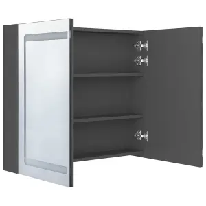 Berkfield LED Bathroom Mirror Cabinet Grey 80x12x68 cm