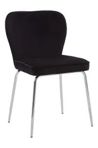 Curved Black Chrome Finish Dining Chair,Chrome Finish Lounge Chair,Kitchen Chair,Curved Backrest Armchair