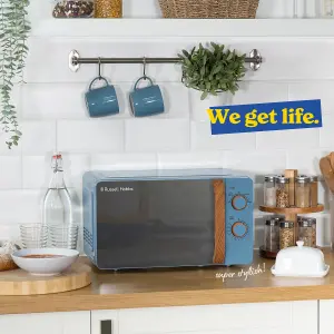 Russell Hobbs Scandi Microwave 17 Litre 700W Blue Wood Effect Manual RHMM713BL-N