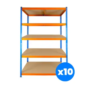 10 Bays of 5 Tier Extra Heavy Duty Storage Racking 1800h x 1200w x 600d mm 300kg