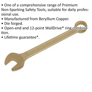 27mm Non-Sparking Combination Spanner with Open-End and 12-Point WallDrive Ring