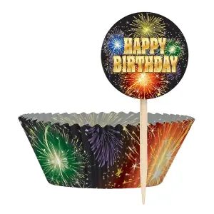 Unique Party Birthday Muffin and Cupcake Cases Set (Pack of 24) Multicoloured (One Size)