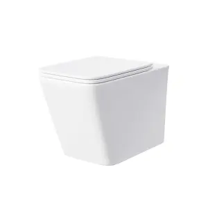 Nes Home Square Rimless Back To Wall Toilet With UF Seat White